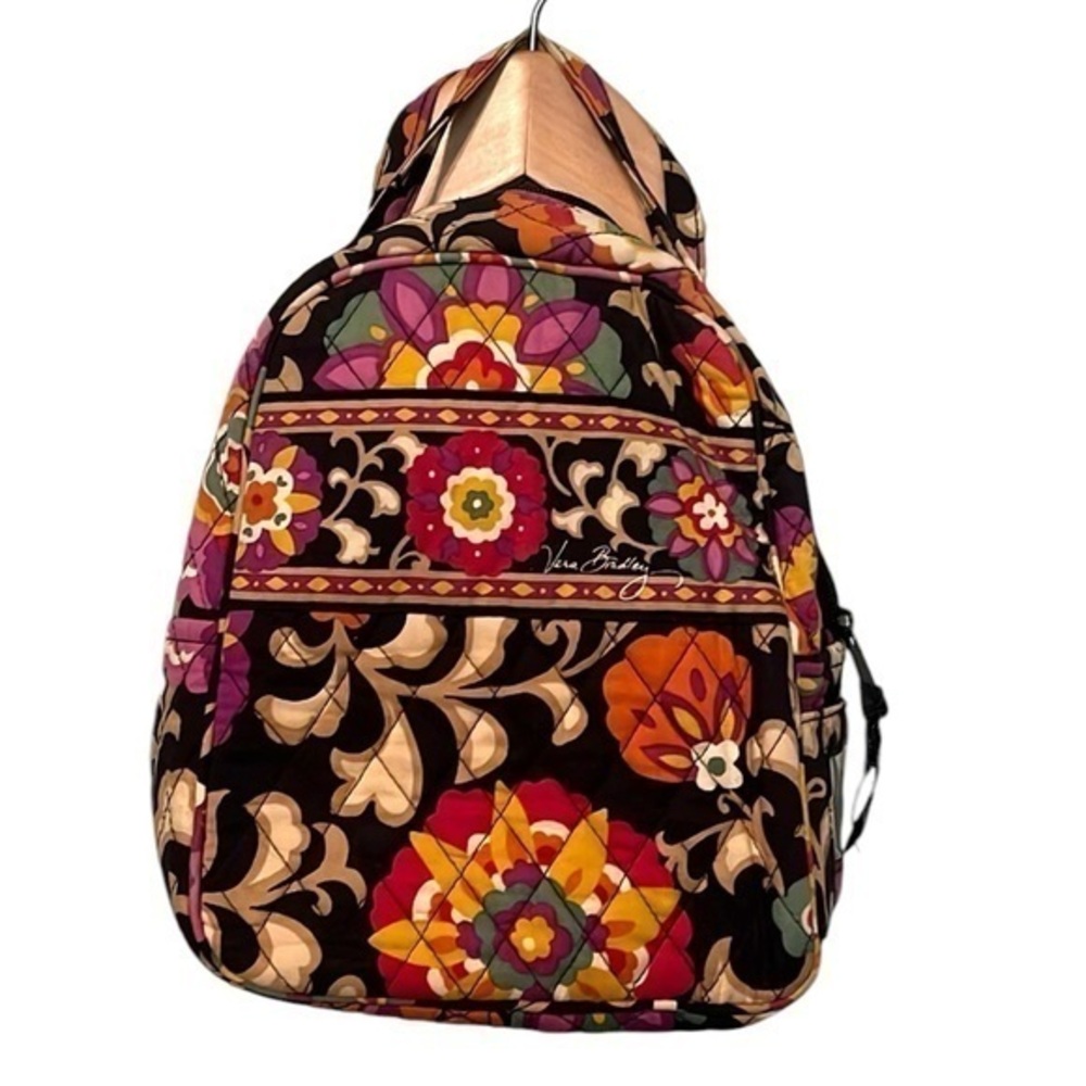 Vera Bradley floral school campus backpack brown multi color flowers
